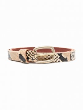 Belt Houston Thin Snake Print Leather In Pink