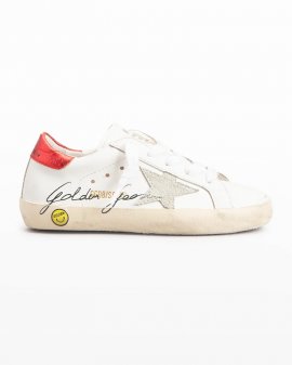 Girl's Super Star Suede Sneakers, Toddlers/kids In White Ice/red/blk