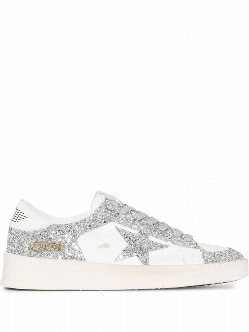 Star-patch Lace-up Sneakers In White
