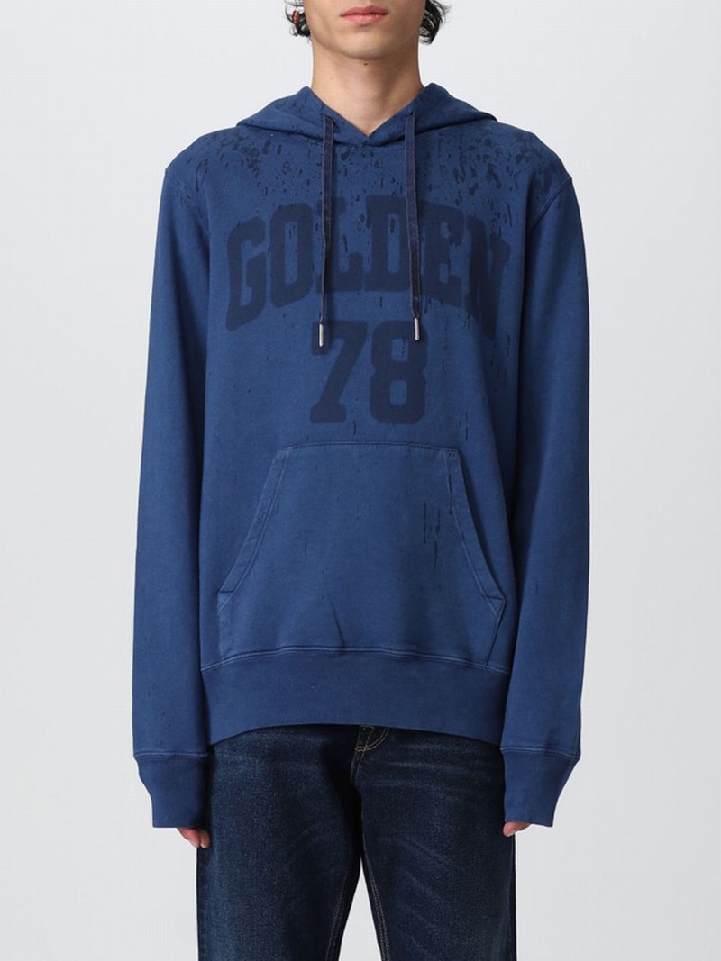 Midshipman-blue Journey Collection Sweatshirt With Golden 78 Lettering And Rain-effect Treatment