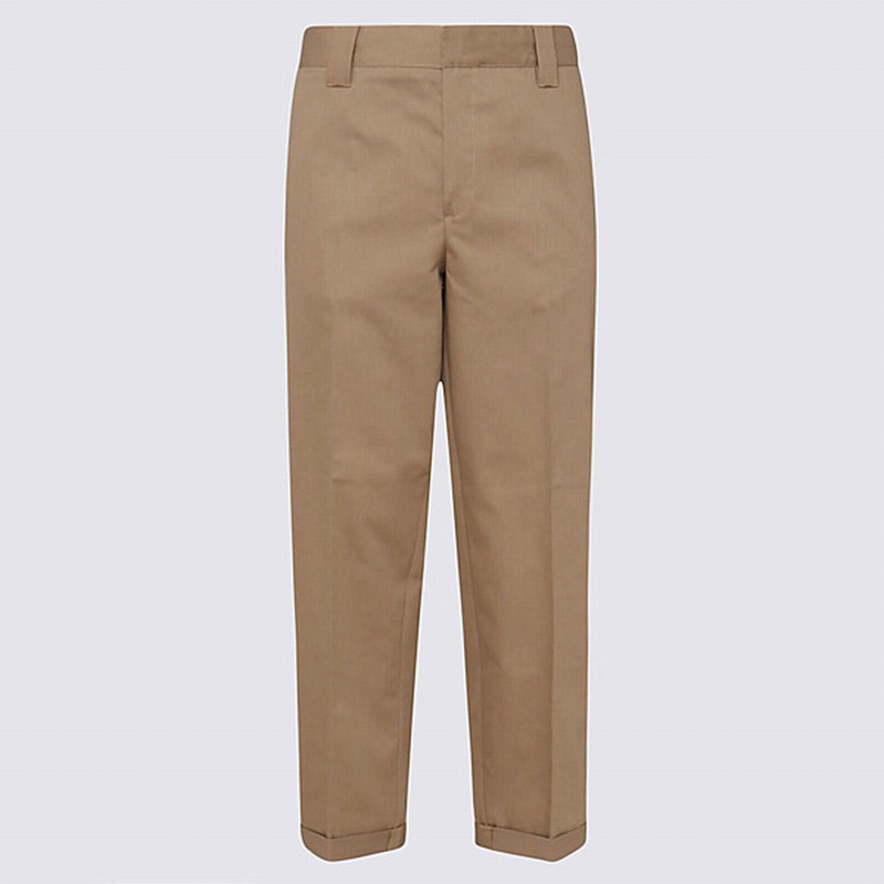 Camel Cotton Pants In Beige