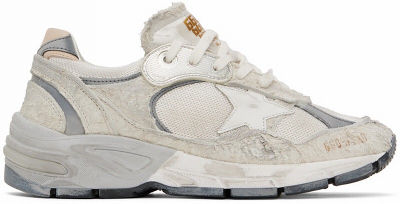 Gray & Silver Running Dad Net Sneakers In 80185 White/silver