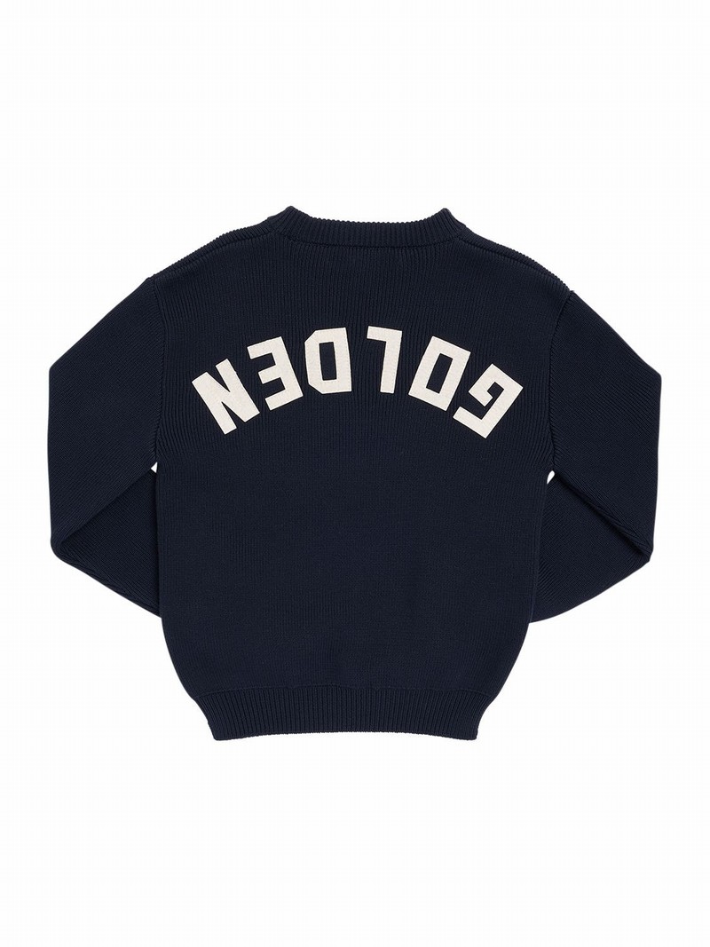 Kids' Cotton Knit Sweater W/ Logo In Navy