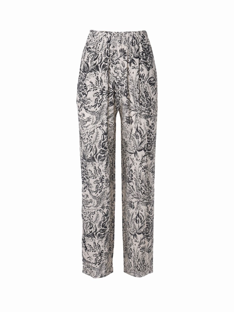 Straight Trousers With Elasticated Waist In White/black