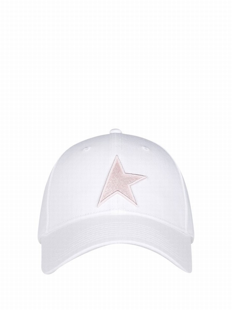 Deluxe Brand Star Embroidered Baseball Hat In White