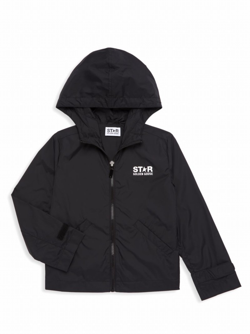 Kids' Little Boy's & Boy's Star Logo Windbreaker Jacket In Black White