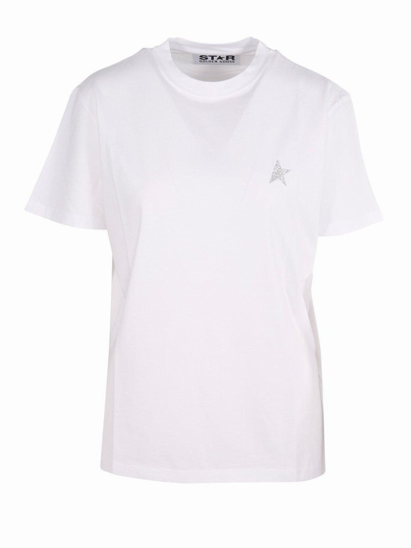 Logo Embellished T-shirt In White Silver