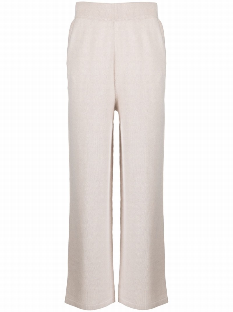 Straight-legged Knitted Trousers In Neutrals