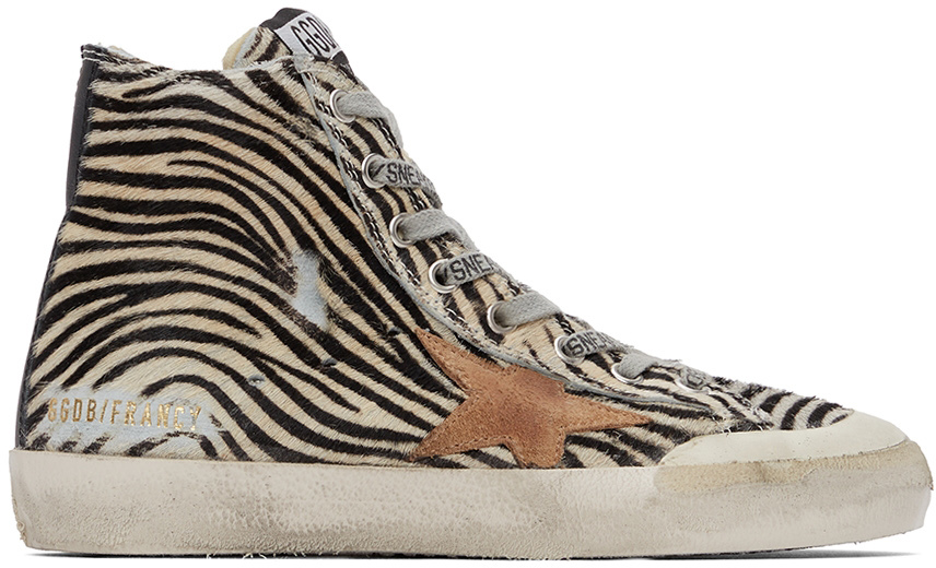 Black & Off-White Francy Zebra Sneakers